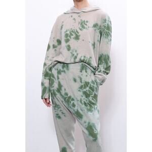 RAQUEL ALLEGRA Sz 3 L Forest Green Oatmeal Popover Cashmere Hoodie Sweater